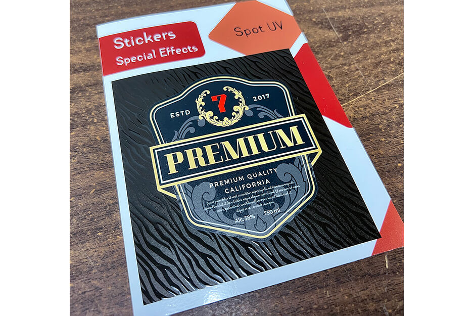 Image of a poster with a silver, gold and red graphic saying "Premium"
