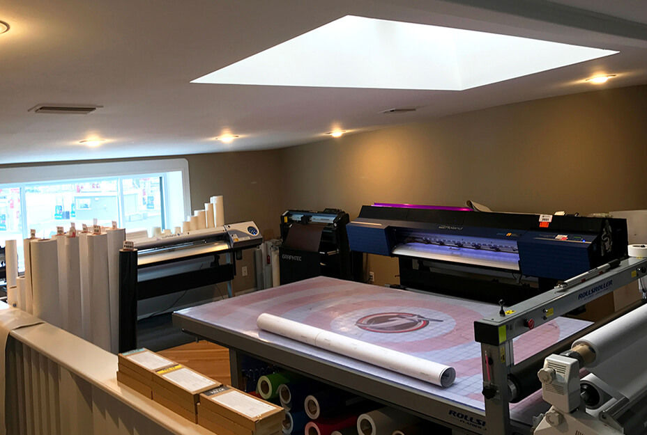 J Signs production area with Roland DG printer