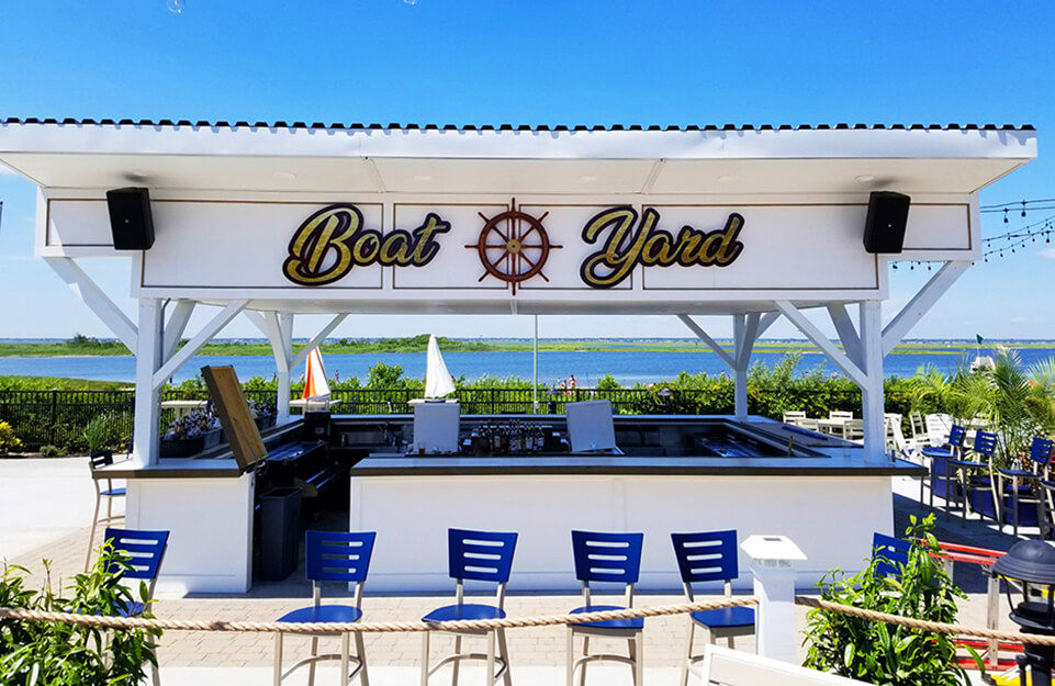 Boat Yard building and sign