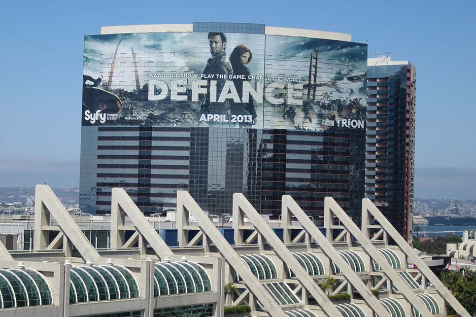 Off the Wall Signs building wrap for Defiance TV show