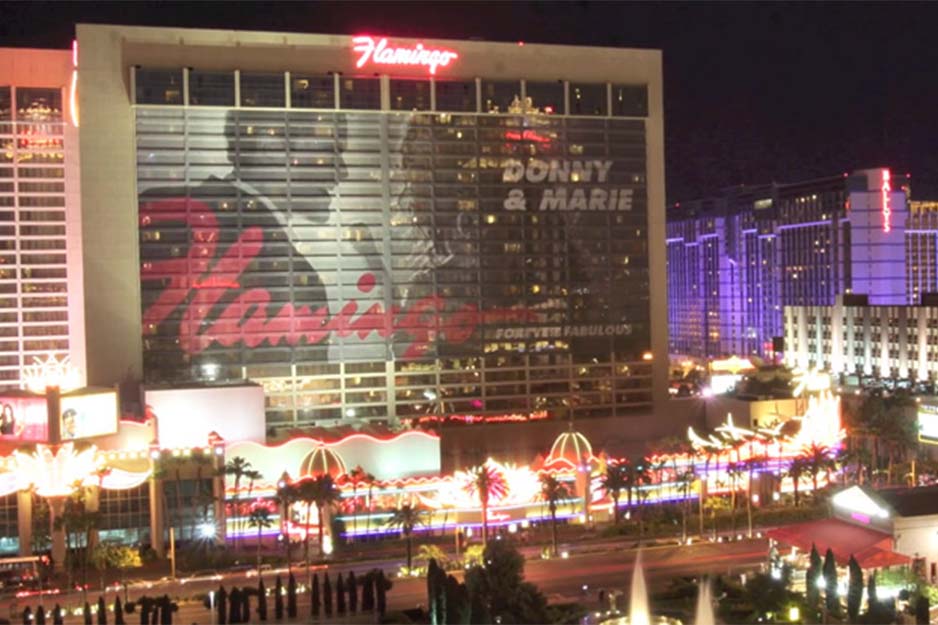 Off the Wall Signs building wrap for Donny & Marie at Flamingo Las Vegas