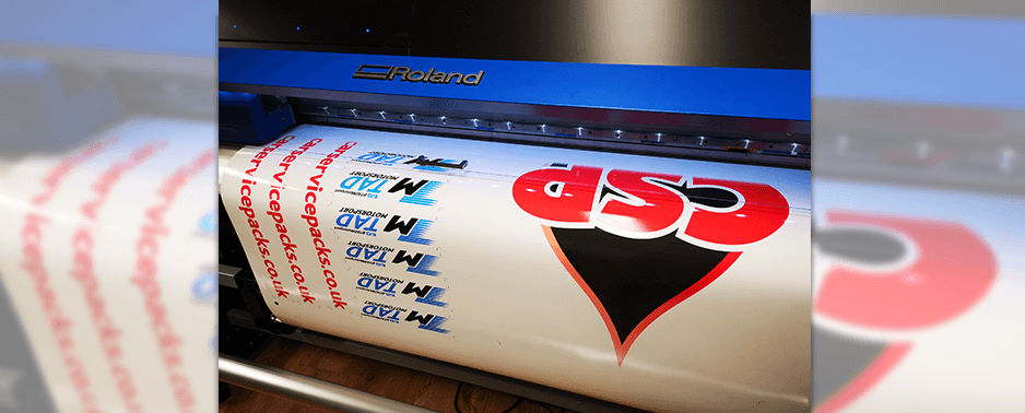 Various logos printed on vinyl