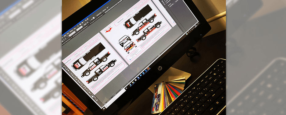 Working on design proof for vehicle livery