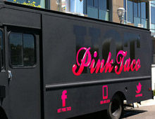 hot pink taco partial vehicle wrap