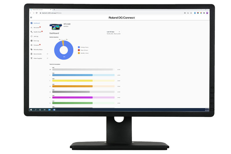 Roland DG Connect App Dashboard