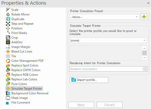 Target Printer Simulation en Ergosoft Roland DG Edition 3